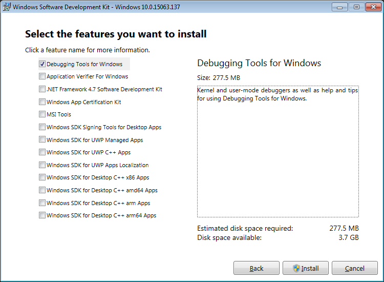 Install Debugging Tools for Windows